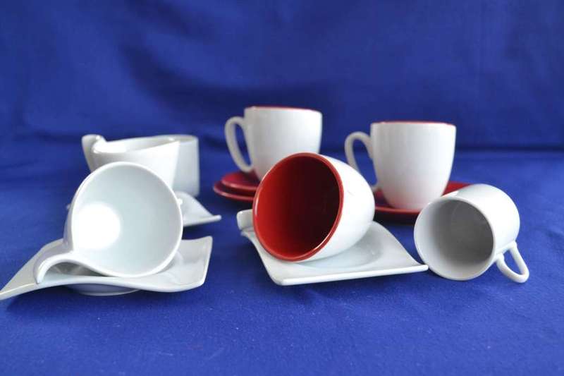 Assorted Espresso Coffee Cups and Saucers 13 Pieces