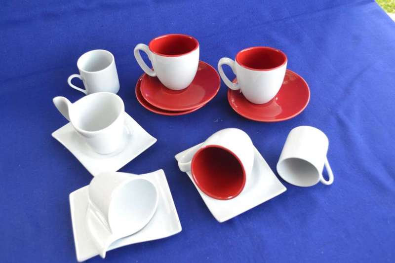 Assorted Espresso Coffee Cups and Saucers 13 Pieces