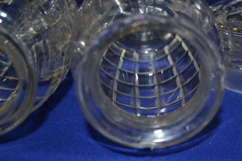Vintage Cut Glass Chutney/ Pickle jars on Silver Plate Stand
