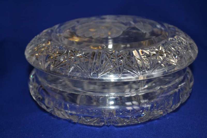 Crystal Bowl with Lid  and Silver Plated Footed Dish