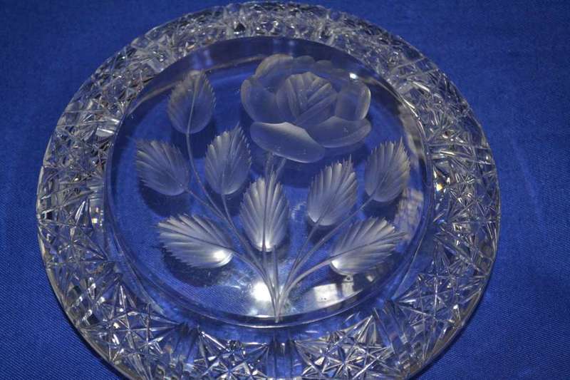 Crystal Bowl with Lid  and Silver Plated Footed Dish