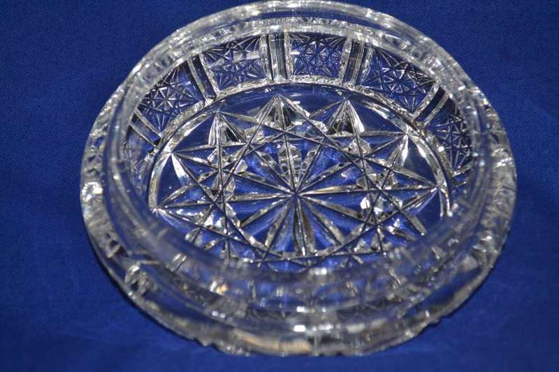 Crystal Bowl with Lid  and Silver Plated Footed Dish