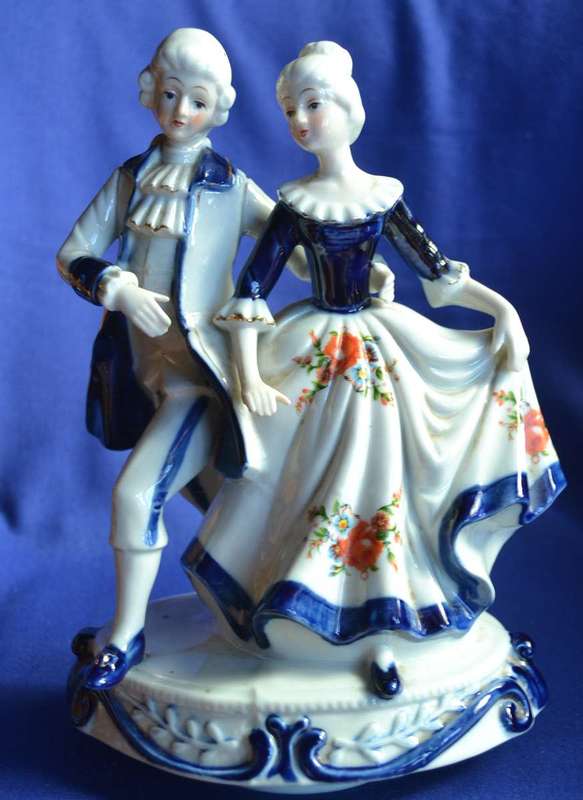 Vintage Porcelain Dancing Couple Revolving Musical  Figurine