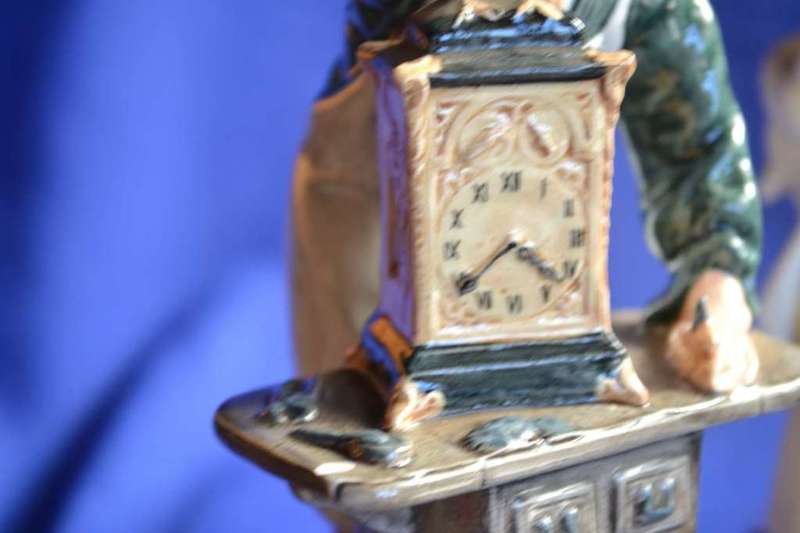 Royal Doulton The Clockmaker with Two Porcelain Figurines (With Repairs)