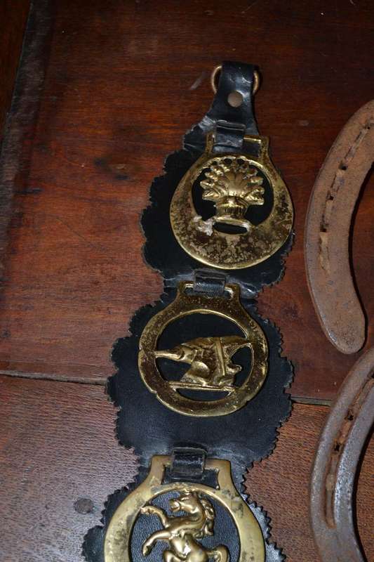 Horse Brasses on Leather Strap Plus 4 Horse Shoes