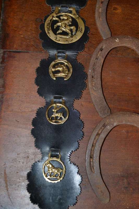 Horse Brasses on Leather Strap Plus 4 Horse Shoes