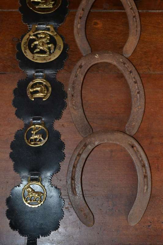 Horse Brasses on Leather Strap Plus 4 Horse Shoes