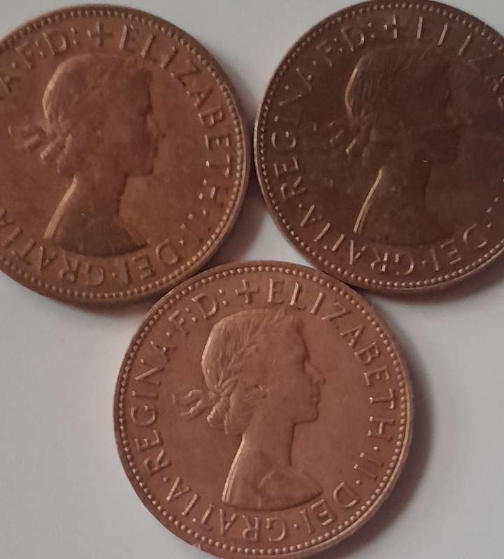 British 1 Penny Coins  2 x 1963 1967