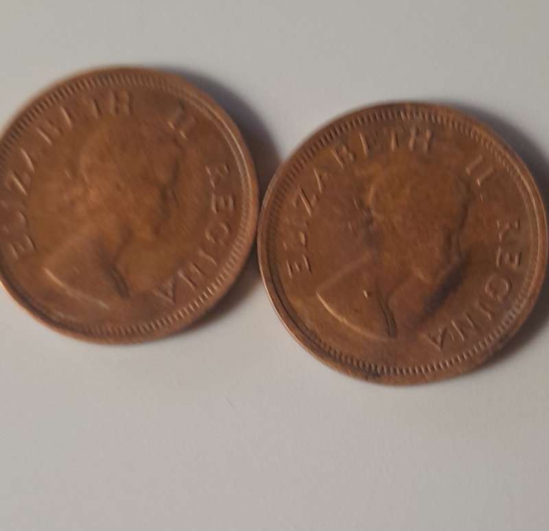 1953 South Africa 1/4 Penny x 2