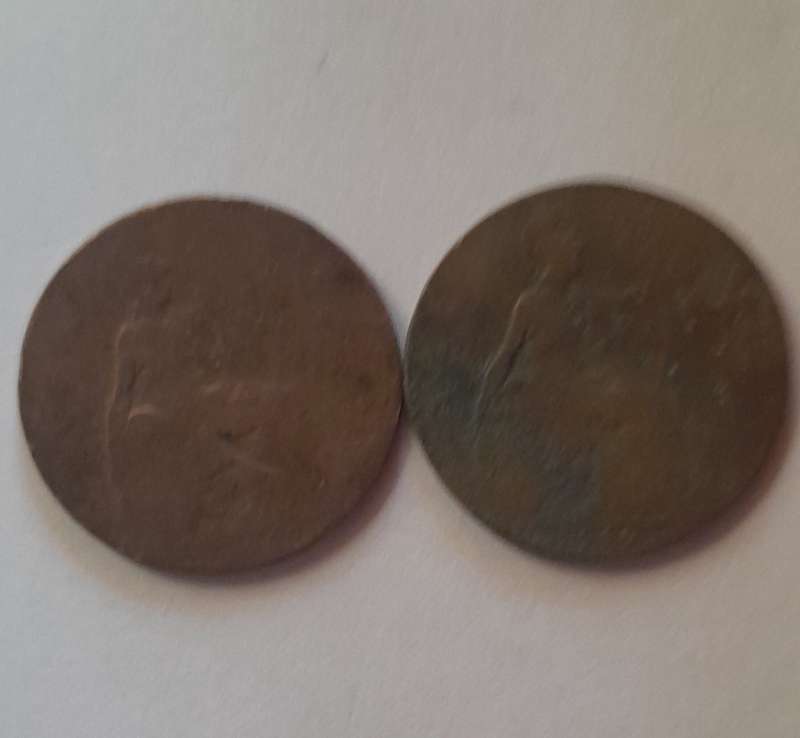 2 x British King George 1/2 Penny / 1 Penny?