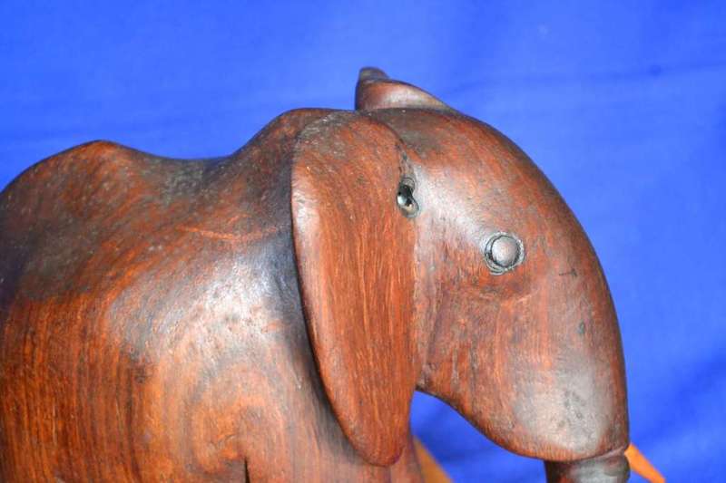 Carved Wooden Elephant on Stand