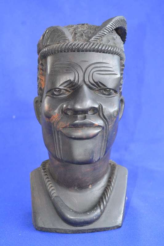 Vintage Hand Carved Wooden Busts - Male and Female