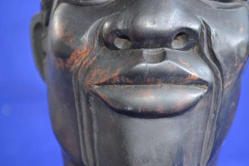 Vintage Hand Carved Wooden Busts - Male and Female