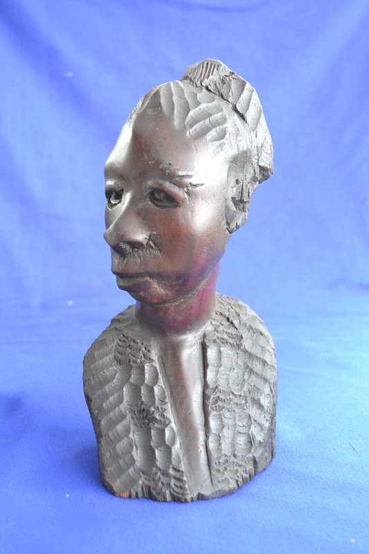 Vintage Hand Carved Wooden Busts - Male and Female