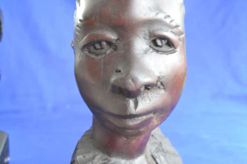 Vintage Hand Carved Wooden Busts - Male and Female