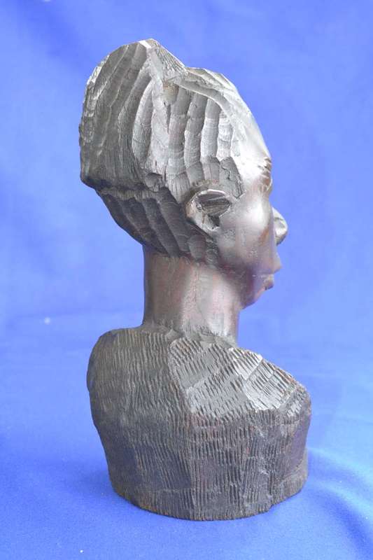 Vintage Hand Carved Wooden Busts - Male and Female