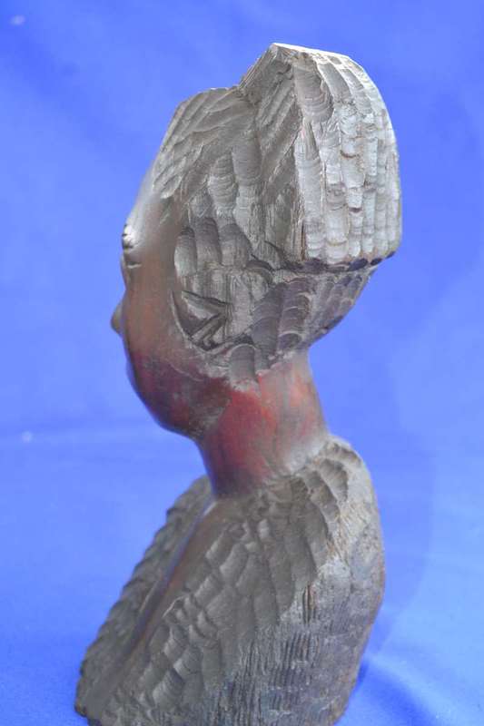 Vintage Hand Carved Wooden Busts - Male and Female