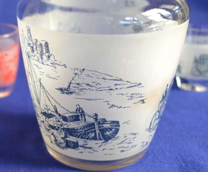 Vintage Luminarc Carafe with Stopper and Two Shot glasses
