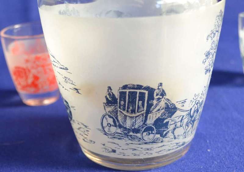 Vintage Luminarc Carafe with Stopper and Two Shot glasses