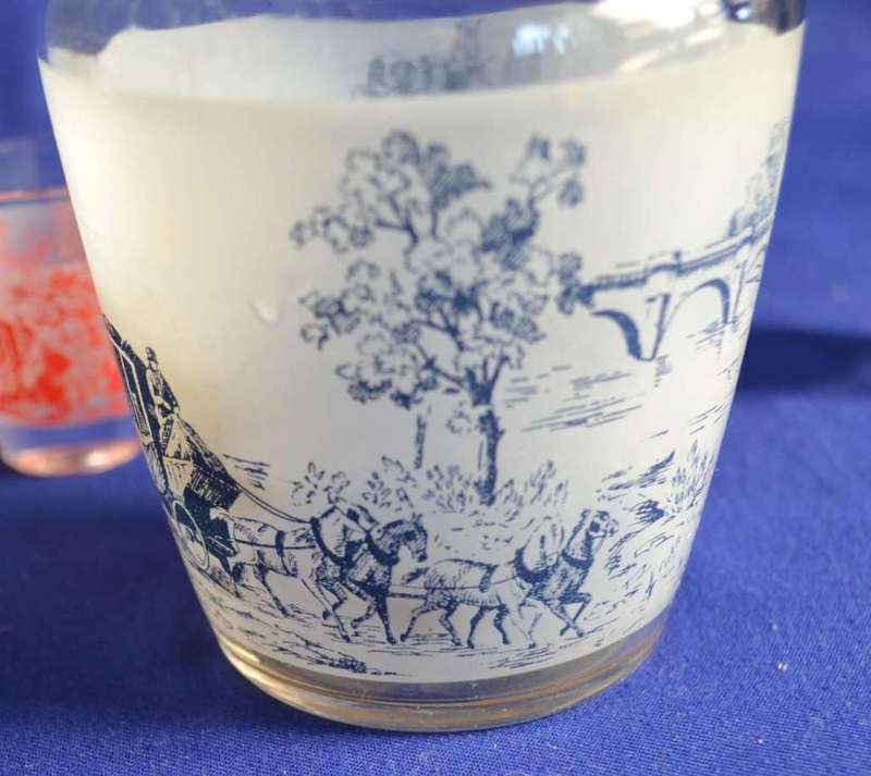Vintage Luminarc Carafe with Stopper and Two Shot glasses