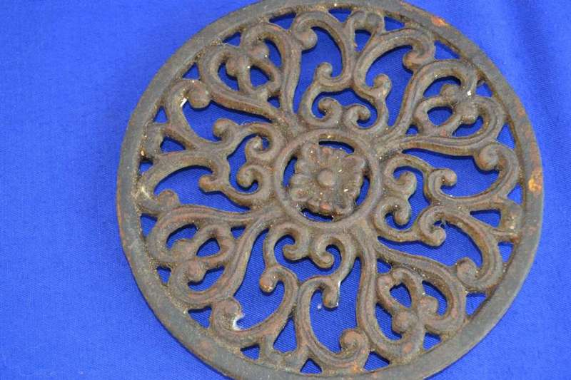 Vintage Brass iron Stand and Cast Iron Pot Trivet