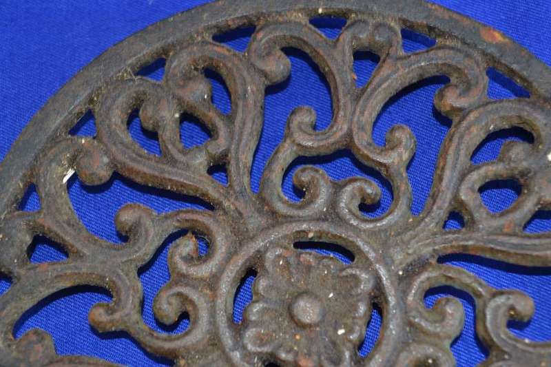 Vintage Brass iron Stand and Cast Iron Pot Trivet