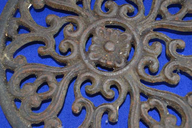 Vintage Brass iron Stand and Cast Iron Pot Trivet