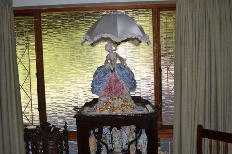 Huge Vintage Italian Porcelain Figural Lamp with Original Shade