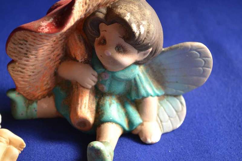 Ceramic Porcelain Fairy and Sleeping Baby Ornament