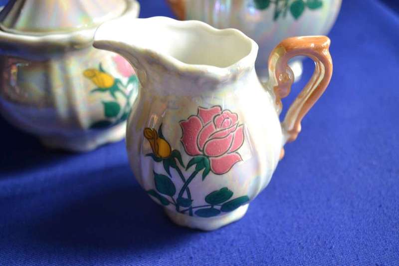 Lustre Ware Iridescent Pearl 15 Piece Demitasse Tea Set