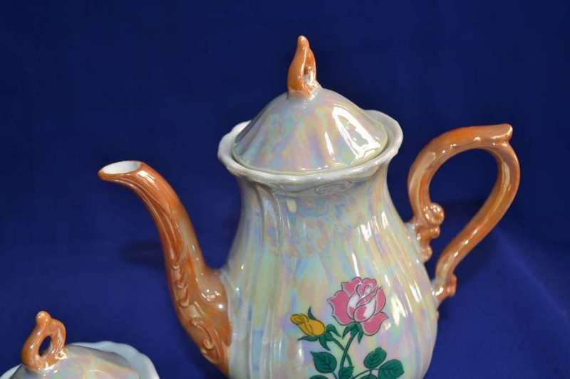 Lustre Ware Iridescent Pearl 15 Piece Demitasse Tea Set
