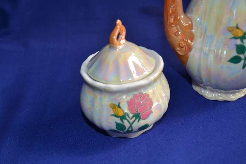Lustre Ware Iridescent Pearl 15 Piece Demitasse Tea Set