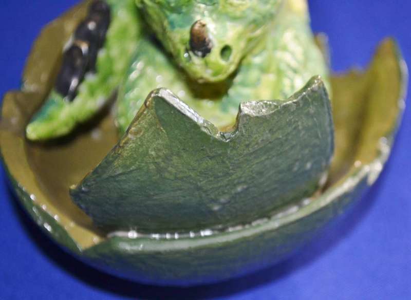 Pair of Ceramic Dragon Babies  Hatching From Egg