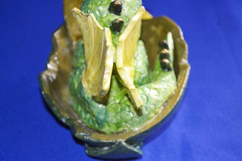 Pair of Ceramic Dragon Babies  Hatching From Egg