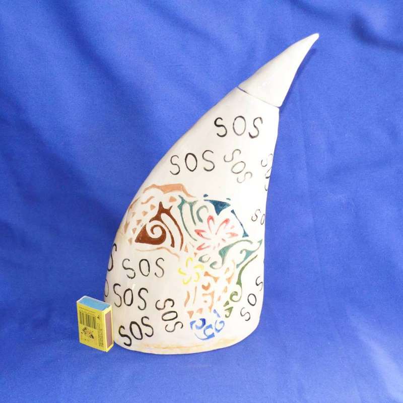 Large Ceramic Rhino Horn Shaped Decanter