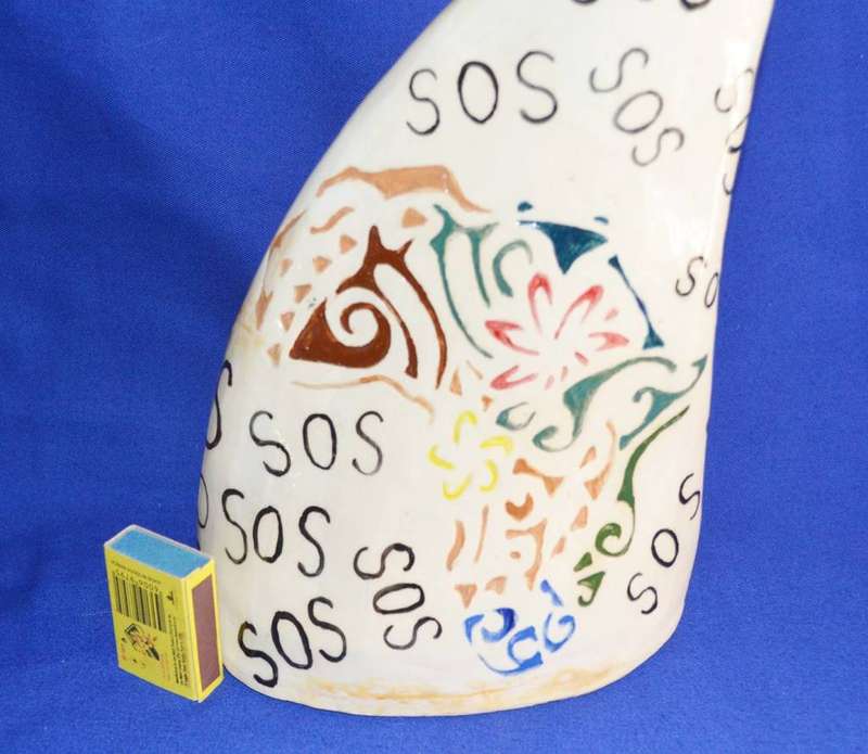 Large Ceramic Rhino Horn Shaped Decanter