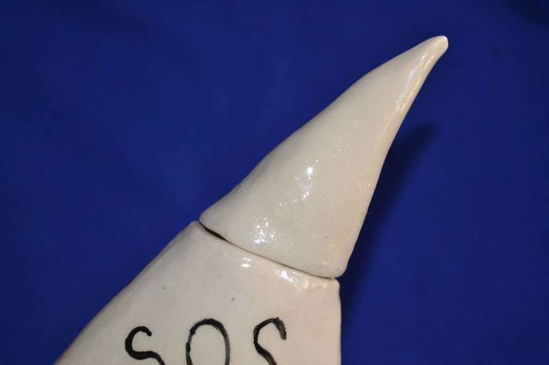 Large Ceramic Rhino Horn Shaped Decanter
