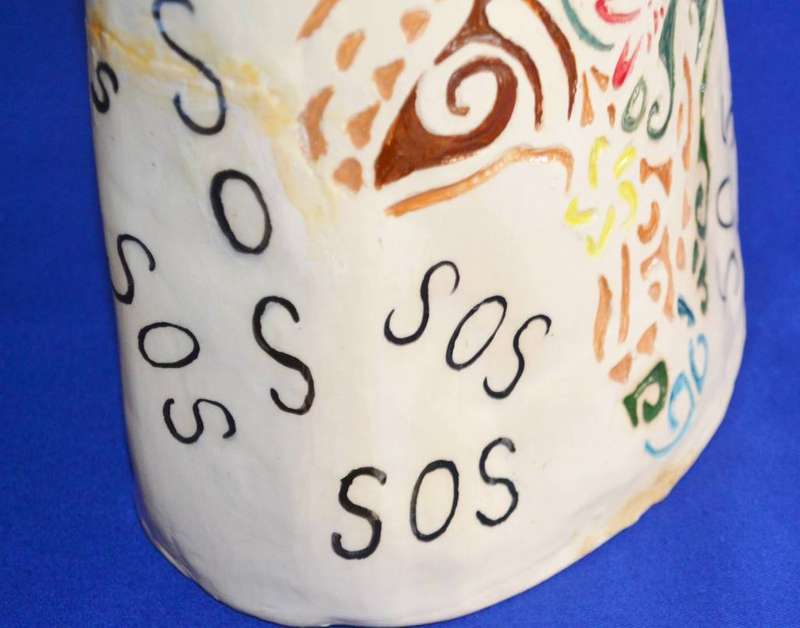 Large Ceramic Rhino Horn Shaped Decanter