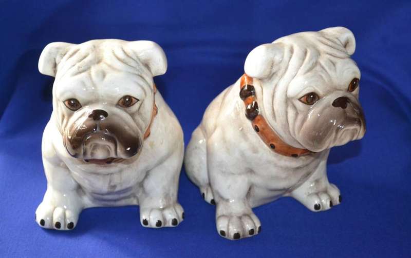 Pair of Porcelain sitting English Bulldog Figures