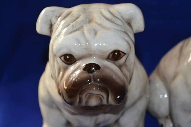 Pair of Porcelain sitting English Bulldog Figures