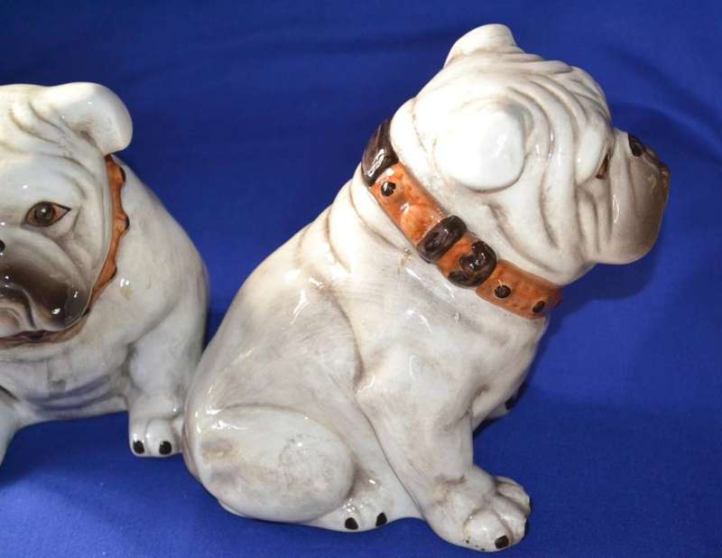 Pair of Porcelain sitting English Bulldog Figures