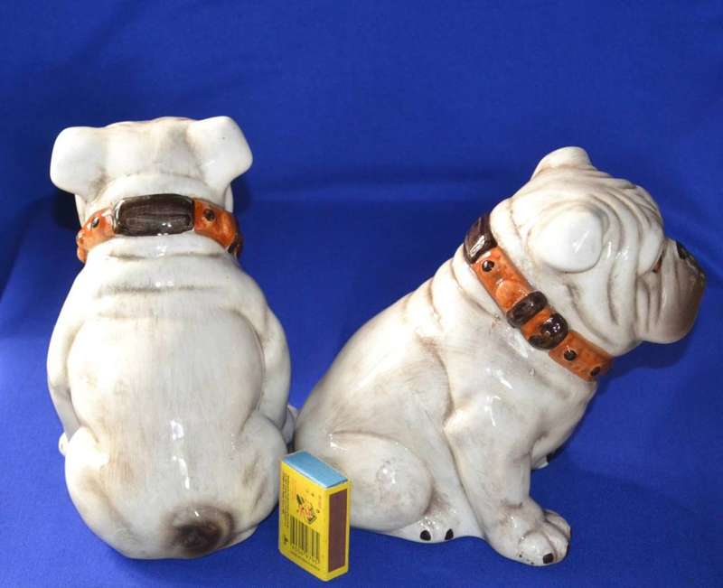 Pair of Porcelain sitting English Bulldog Figures