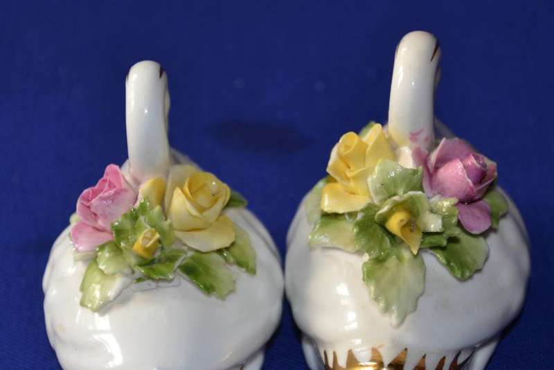 Royal Adderley Swan Salt and Pepper Shakers Plus Assorted Miniatures