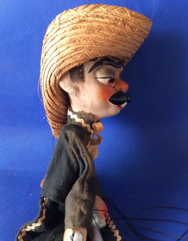 Vintage Mexican Gun Toting Bandito Marionette c1960s