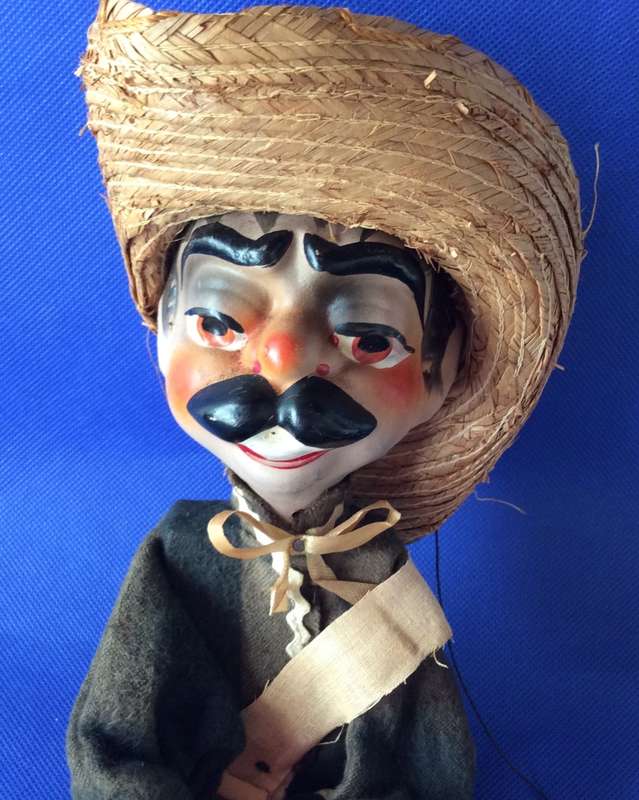 Vintage Mexican Gun Toting Bandito Marionette c1960s