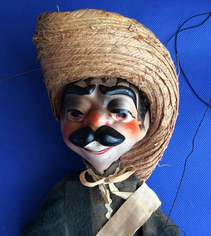 Vintage Mexican Gun Toting Bandito Marionette c1960s