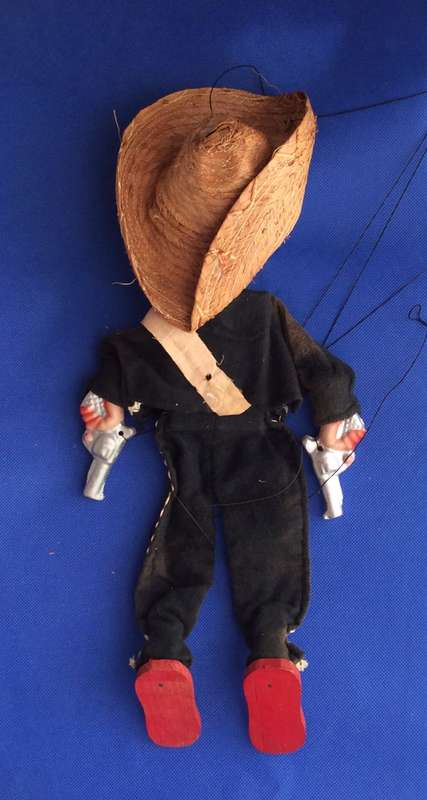Vintage Mexican Gun Toting Bandito Marionette c1960s