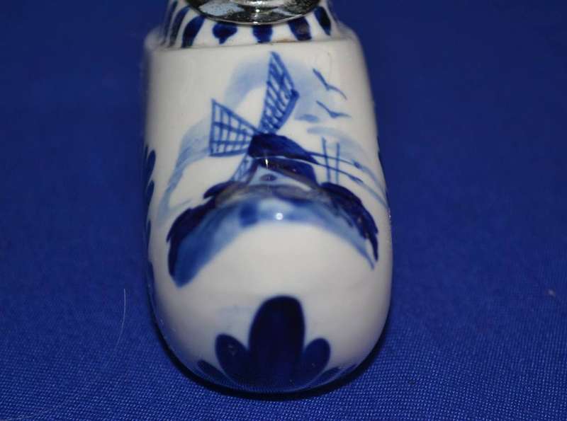 Vintage Hand Painted Delft Blue Porcelain Clog Table Lighter
