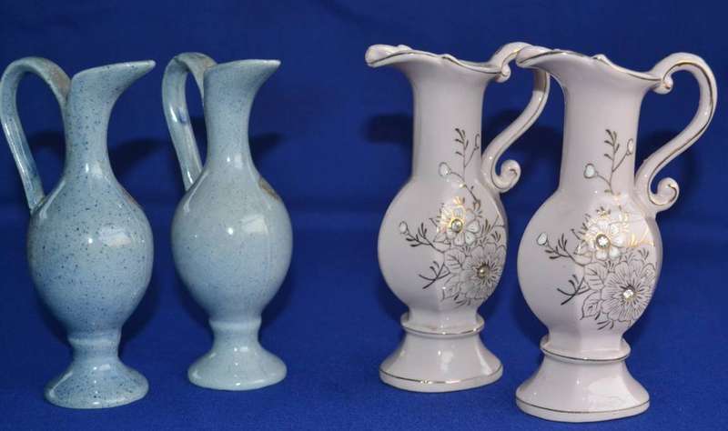 Two Pairs Decorative Porcelain Jugs / Pitchers
