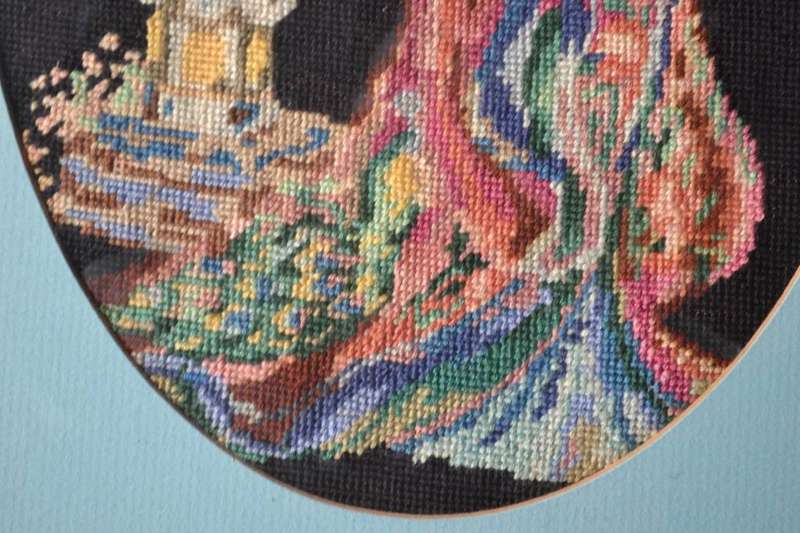 Vintage Oriental Style Tapestry - Framed behind Glass